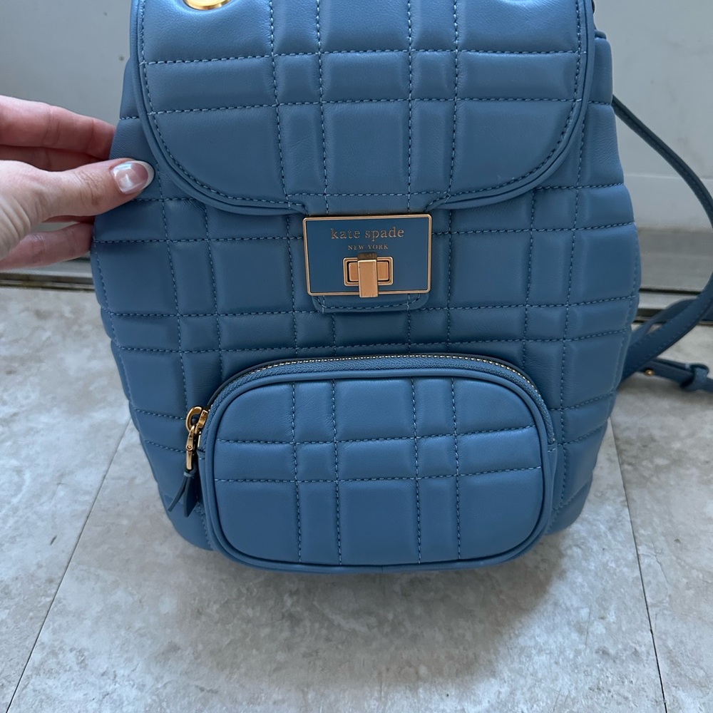Kate Spade Blue Quilted Backpack